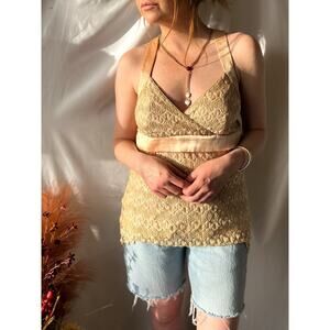 Gold Crochet Tank Top - Bohemian Festival Tank
